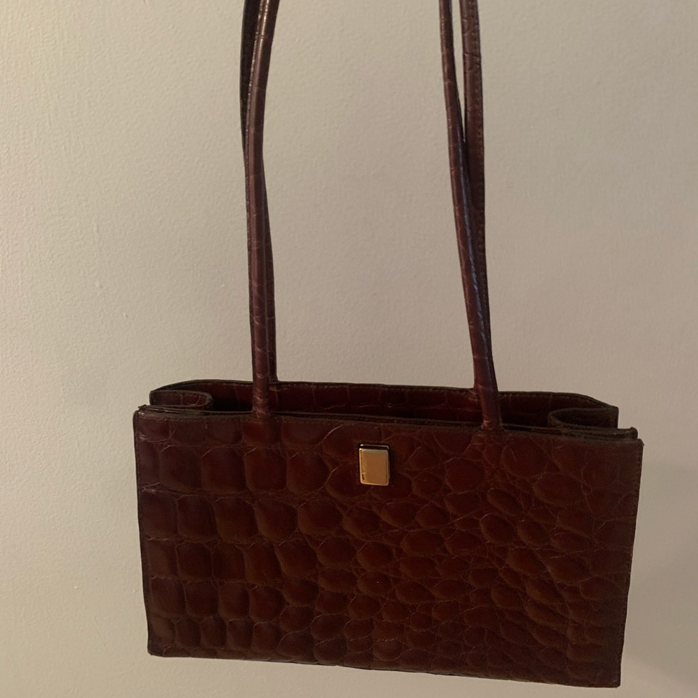 Furla shoulder bag, brown and red crocodile